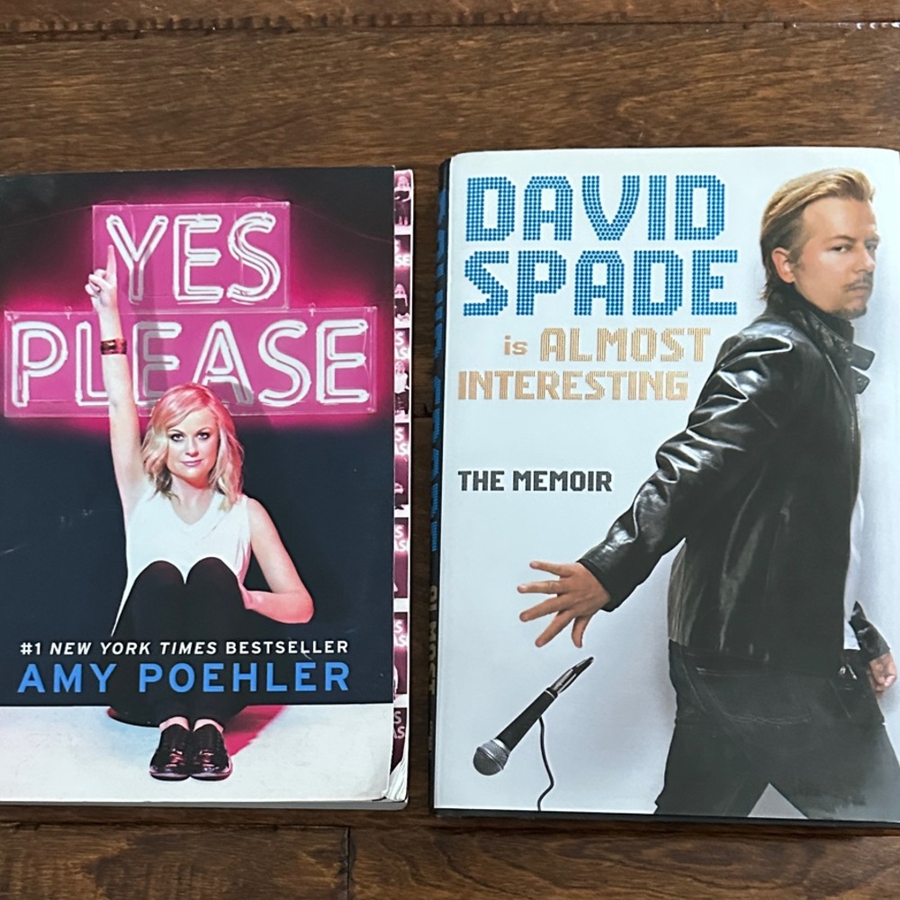 Amy Poehler Yes Please and David Spade is Almost Interesting 2 books set Comedy